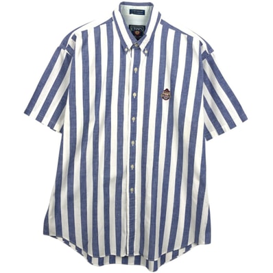 古着 80年代 ラルフローレン Ralph Lauren CHAPS チャップス 半袖 ボタンダウン ストライプシャツ メンズL相当 ヴィンテージ/eaa668582