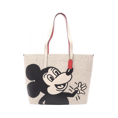 コーチ COACH COACH × Disney × Keith Haring トートバッグ バッグ レザー レディース ホワイト系 / ブラック系 / レッド系 C0895 【中古】