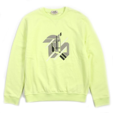 未使用品 エルメス
スウェット シュヴォー・アン・シン・メトリー ライム メンズ M 31-5765