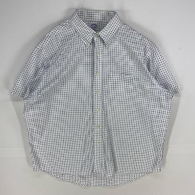 古着 ブルックスブラザーズ Brooks Brothers 半袖シャツ ボタンダウン 1818 ショートスリーブ XL ホワイト系 チェック メンズ