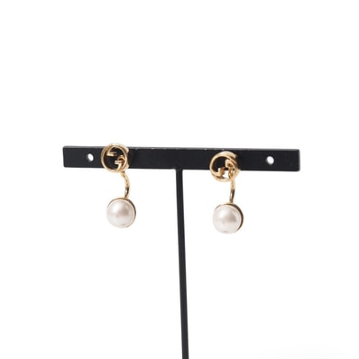 ■美品■GUCCI グッチ blondie earrings ピアス GG イミテーションパール 両耳用 ブランド古着【中古】20260915/RB0759