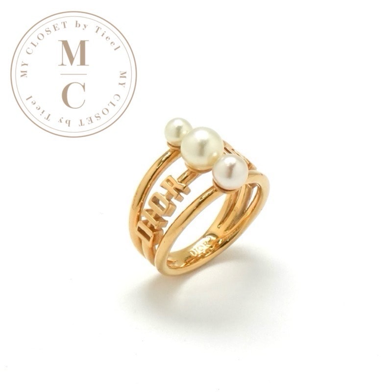 クリスチャンディオール CHRISTIAN DIOR リング 指輪 ゴールド ロゴ パール