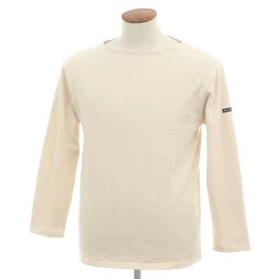 【中古】セントジェームス SAINT JAMES コットン ボートネック バスクシャツ 長袖Tシャツ ライトベージュ【サイズ4】【メンズ】