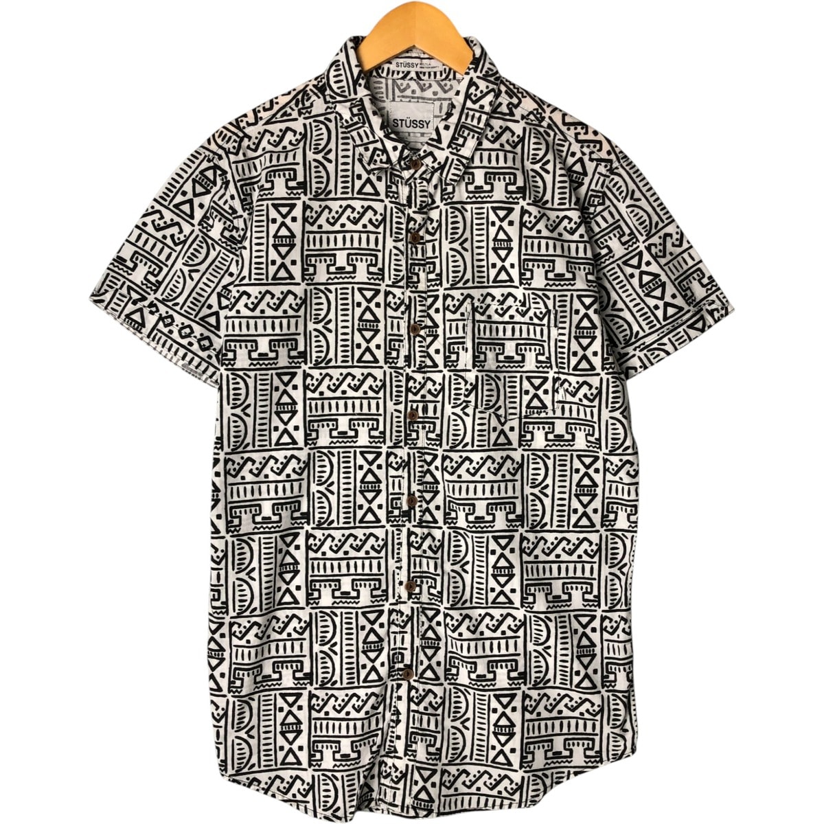 古着 ステューシー STUSSY 総柄 半袖 コットンシャツ メンズM相当/eaa579811