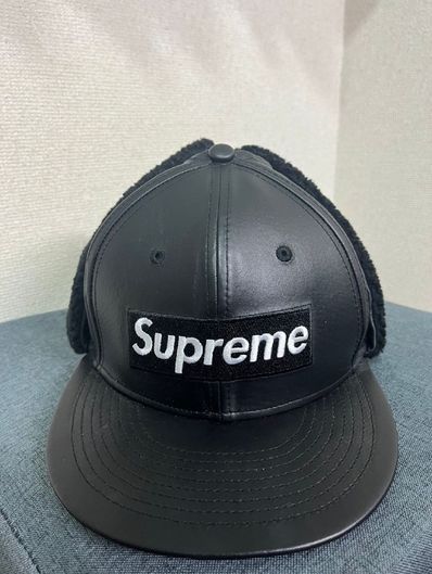 Supreme Leather Earflap Box Logo New Era "Black"
