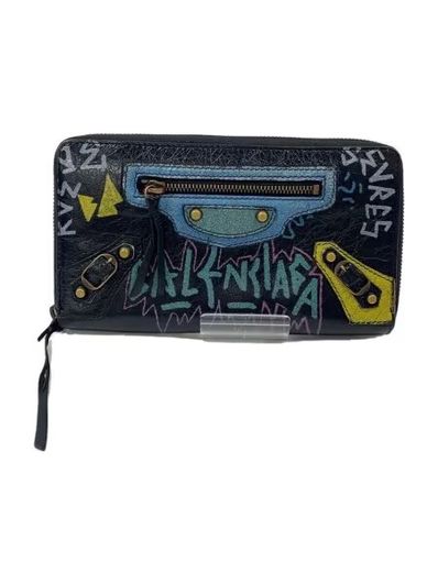 BALENCIAGA Classic Continental Graffiti Zip Around Wallet "Black/Multicolor"