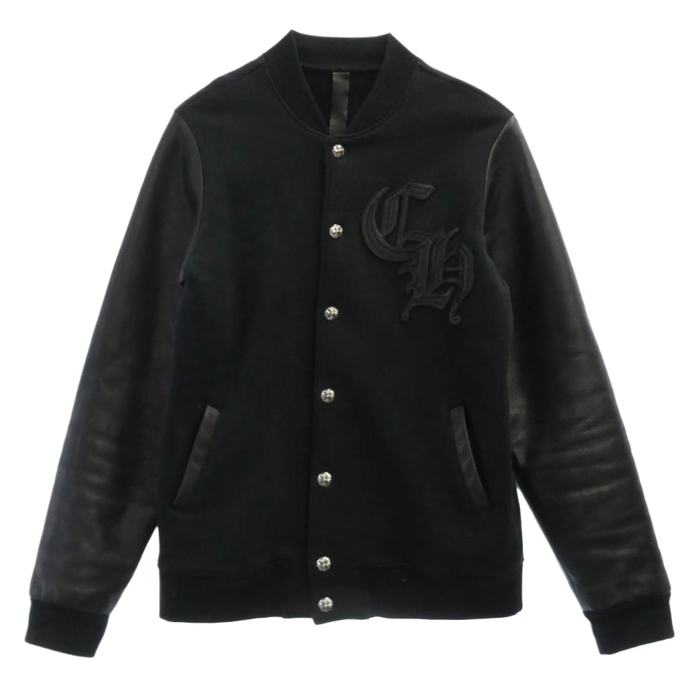 Chrome Hearts CH Patch Leather Bomber Jacket "Black"