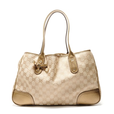 グッチ GUCCI GGキャンバス ゴールド トートバッグ【中古】