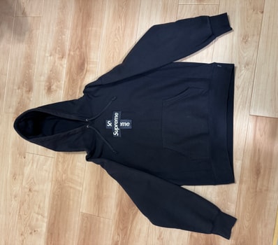 Supreme Cross Box Logo Hooded Sweatshirt "Navy"