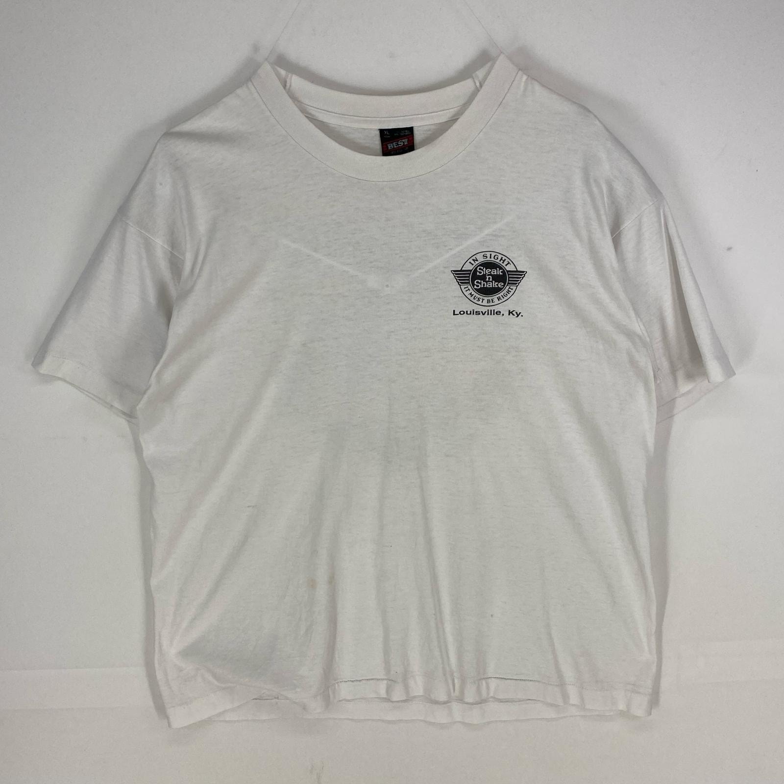 古着 90's/90年代 フルーツオブザルーム FRUIT OF THE LOOM USA製 半袖Tシャツ アメ車 XL  ホワイト系 バックプリント メンズ