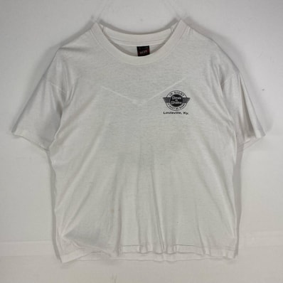 古着 90's/90年代 フルーツオブザルーム FRUIT OF THE LOOM USA製 半袖Tシャツ アメ車 XL ホワイト系 バックプリント メンズ