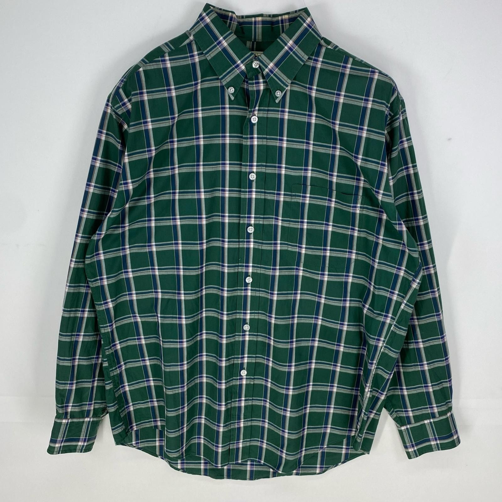 古着 90's/90年代 エルエルビーン L.L.Bean 長袖シャツ ボタンダウン ブロックタグ M グリーン系 チェック メンズ