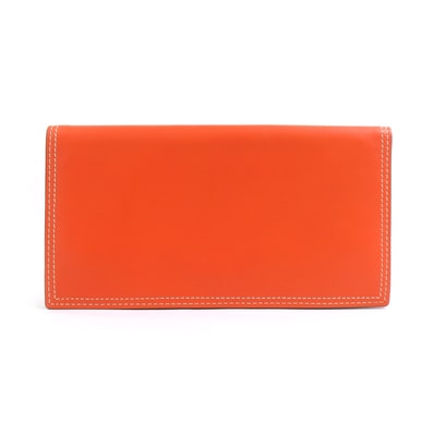 ボッテガヴェネタ BOTTEGAVENETA 二つ折り長財布 レザー オレンジ ユニセックス【中古】 56074a