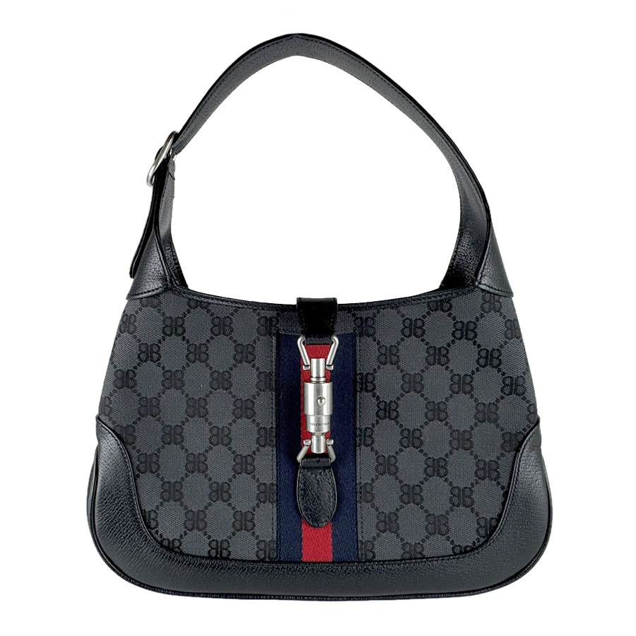 バレンシアガ BALENCIAGA ショルダーバッグ 2wayバッグ BALENCIAGA x GUCCI キャンバス/レザー ブラック/ダークグレー シルバー レディース 680118【中古】 z9721