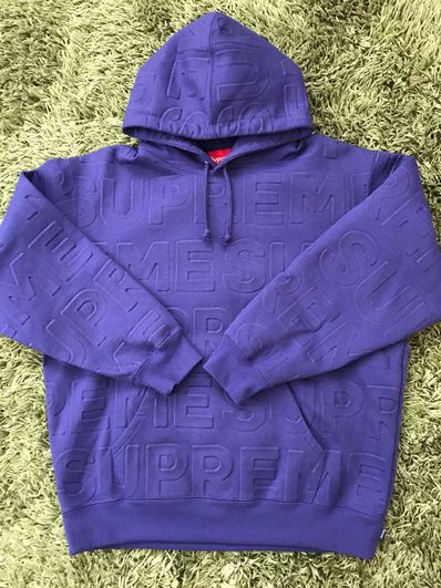 Supreme Embossed Logos Hooded Sweatshirt "Washed Navy"