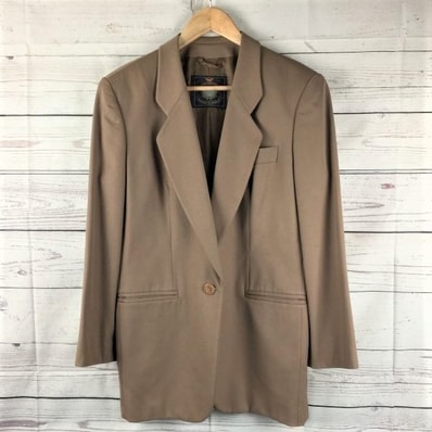 80s-90s/日本製ビンテージ★エンポリオアルマーニ★肩パッド/ブレザー/テーラードジャケット【42/レディースL程度/茶】1ボタン/Made in Japan◆XBA229-A