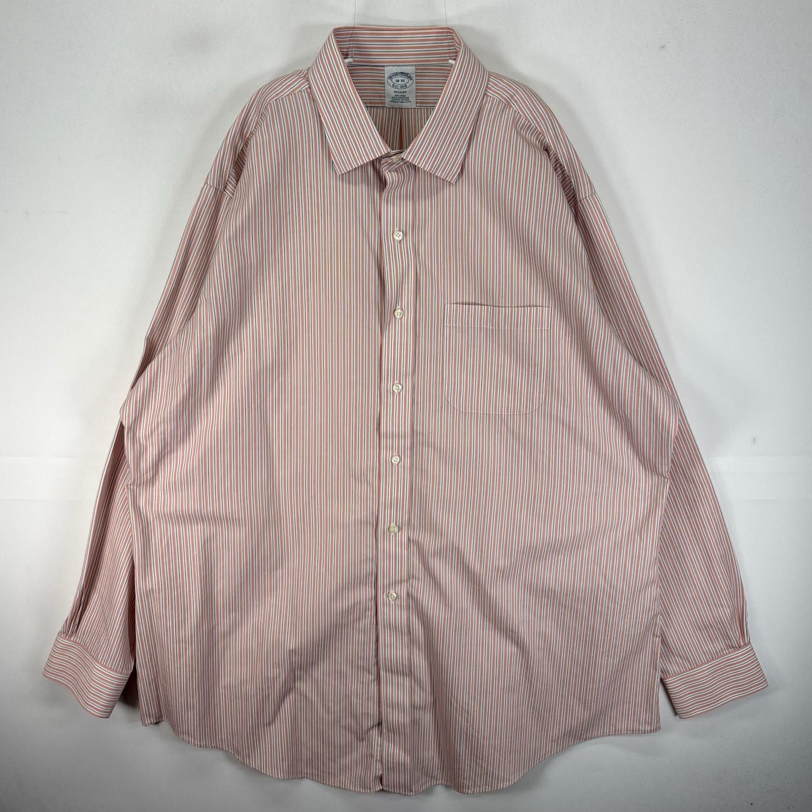 古着 ブルックスブラザーズ Brooks Brothers 長袖シャツ 胸ポケット REGENT 2XL  オレンジ系 ストライプ メンズ