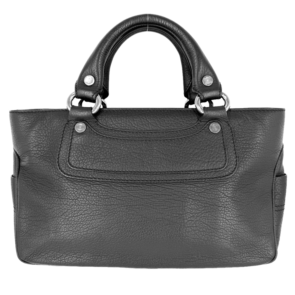 CELINE セリーヌ ハンドバッグ マカダム ブギーバッグ トートバッグ レザー    ブラック 黒 シルバー金具 レディース【中古品】
