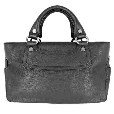 CELINE セリーヌ ハンドバッグ マカダム ブギーバッグ トートバッグ レザー ブラック 黒 シルバー金具 レディース【中古品】