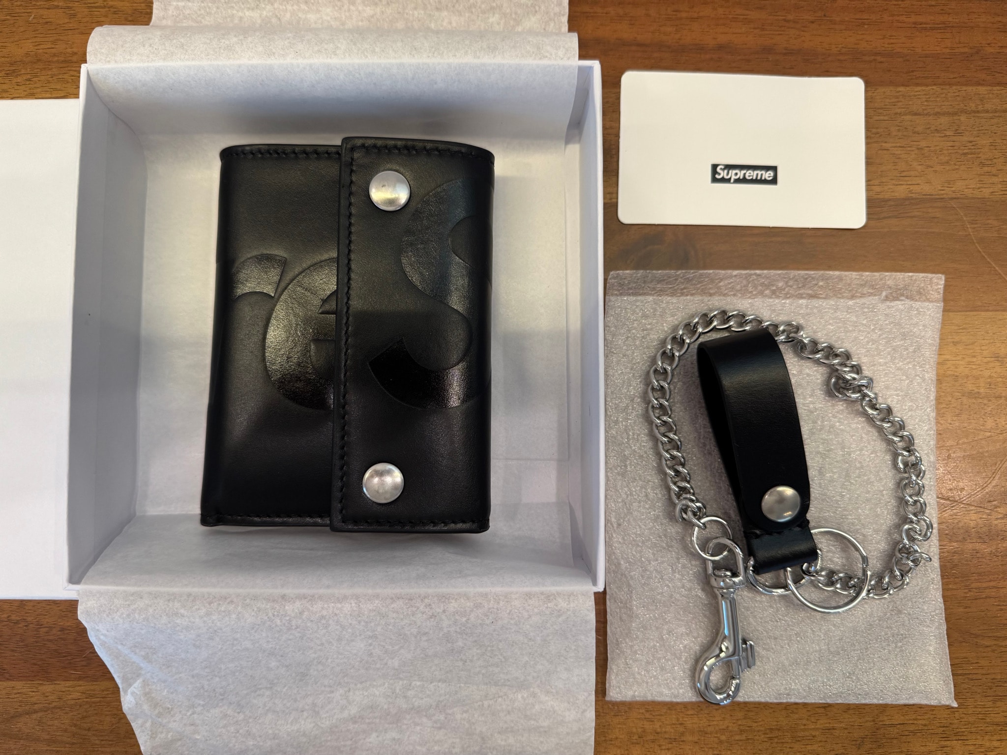 Supreme Leather Chain Wallet (25FW) "Black"