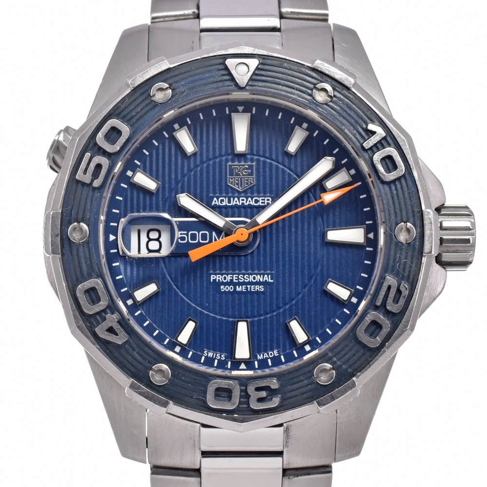タグホイヤー TAG HEUER WAJ1112.BA0871 アクアレーサー 500M ブルー クォーツ メンズ 箱・保証書付き 腕時計 J#150309