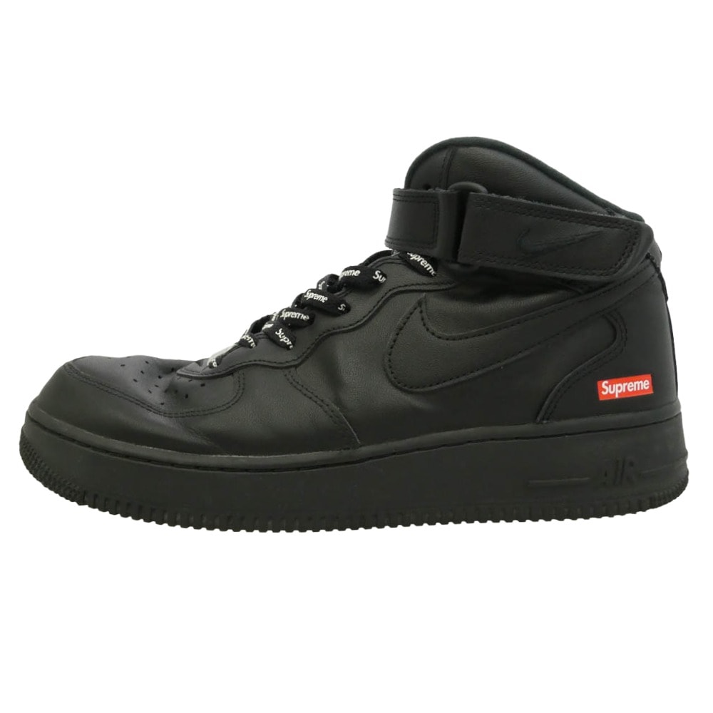 Supreme シュプリーム 24AW FZ8784-001 × Nike Air Force 1 Mid Black ナイキ エアフォース1 ミッド ブラック ミドルカット スニーカー ブラック系 27cm【中古】