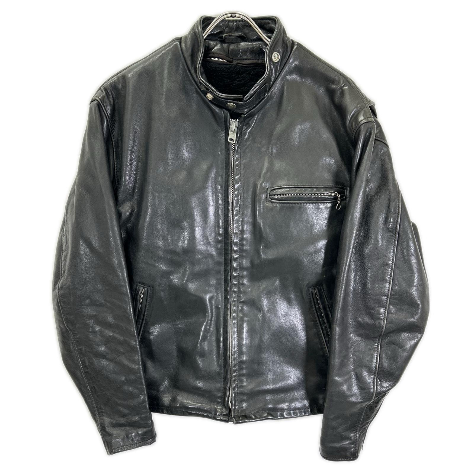 ショット ブラック レザー 641 ボアライナー付き シングルライダース ジャケット 42