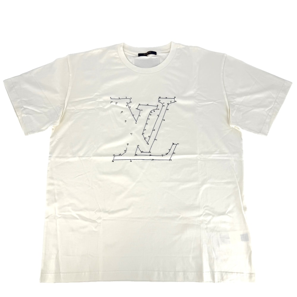 LOUIS VUITTON ルイヴィトン 半袖Tシャツ LVステッチ ヴァージルアブロー アパレル トップス 服 XL ホワイト 白 コットン メンズ 春 夏 美品【中古品】