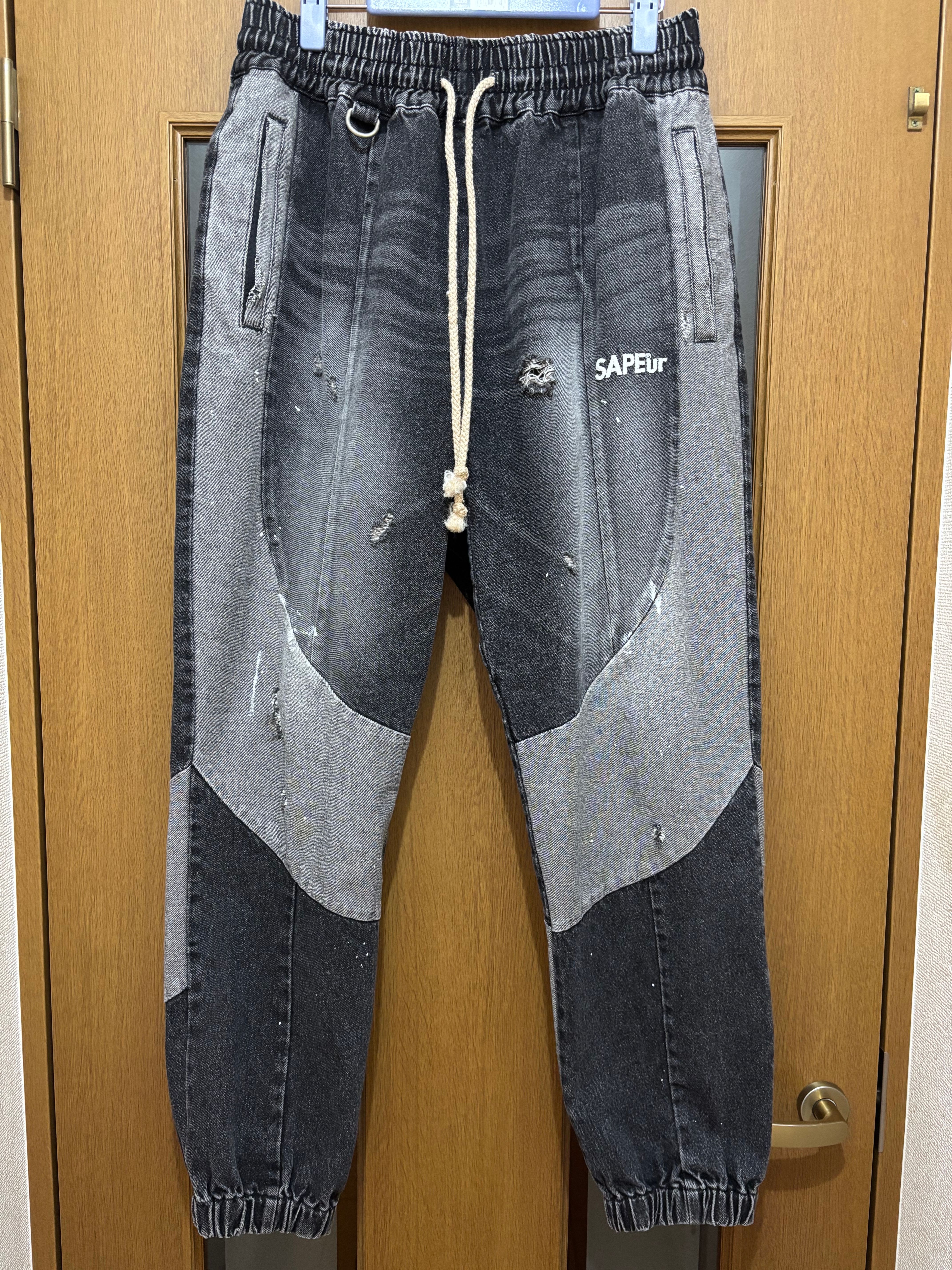 SAPEur DENIM TRACK PANTS "Black"