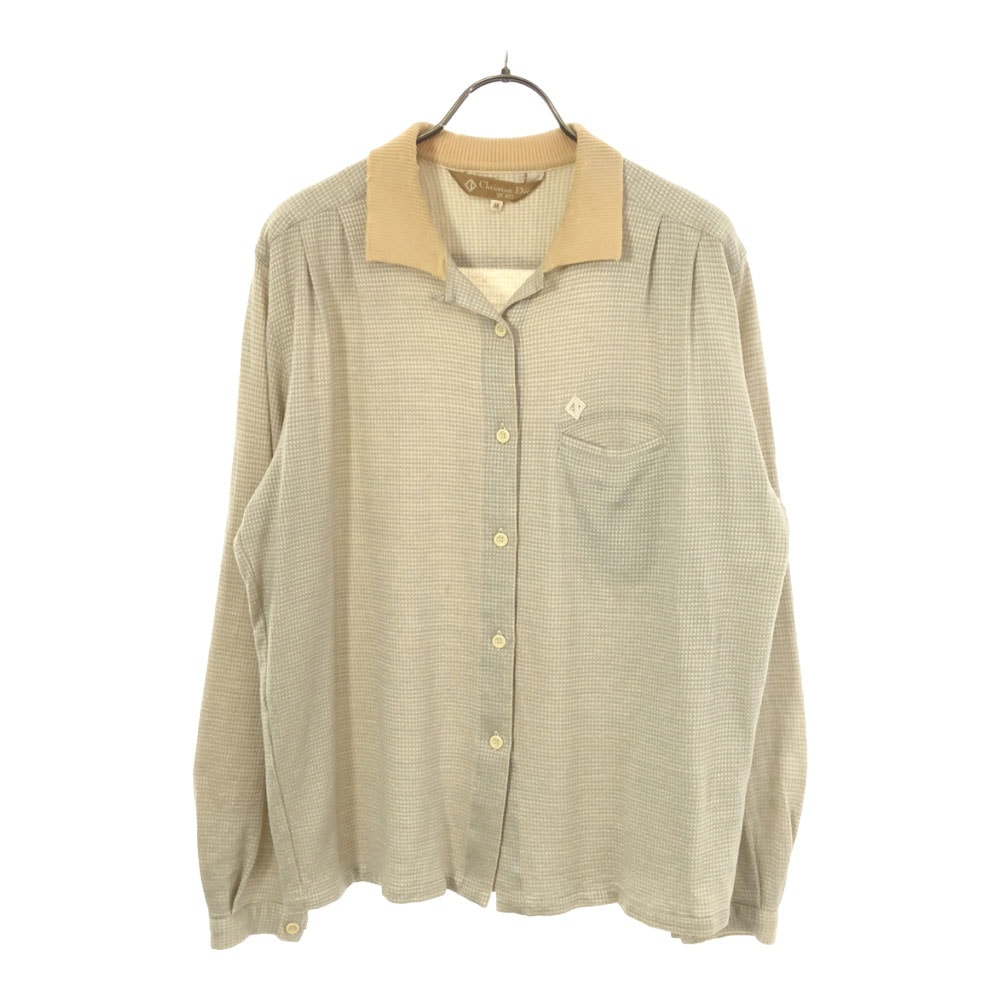 Christian Dior SPORTS クリスチャンディオール スポーツ 80s ウールブレンド 千鳥格子 長袖 オープンカラーシャツ オールド ヴィンテージ