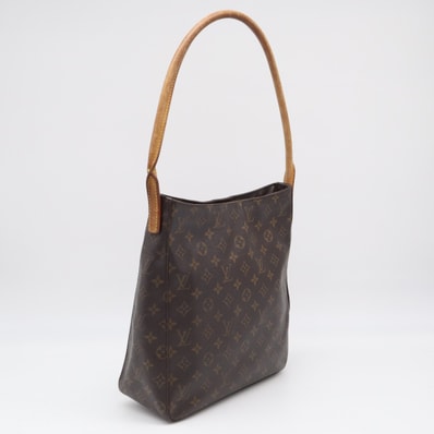 LOUIS VUITTON ルイ・ヴィトン モノグラム ルーピングGM M51145 ハンドバッグ ブラウン コーティングキャンバス レザー レディース
