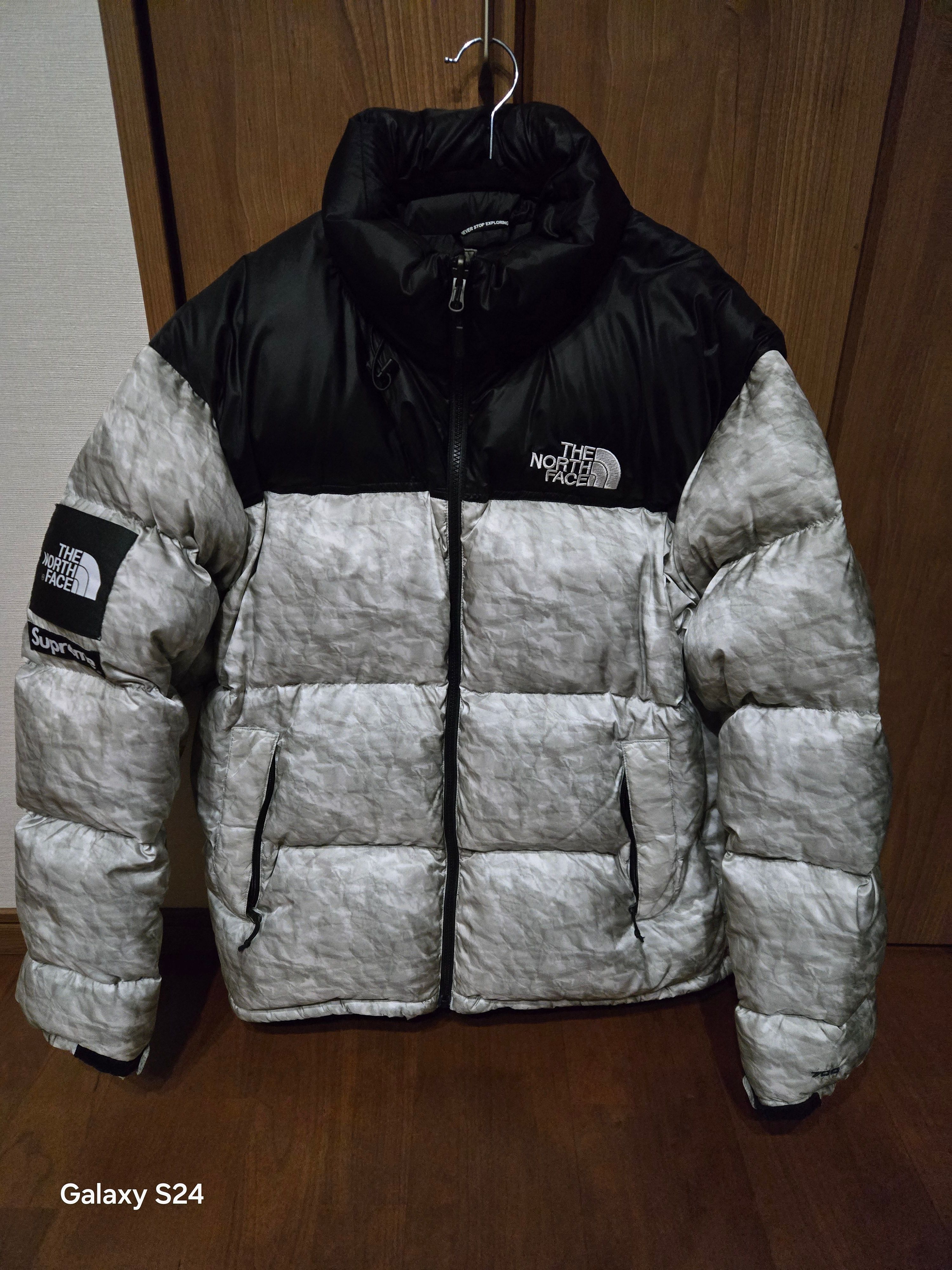 Supreme x The North Face Nuptse Jacket "White Paper Print"