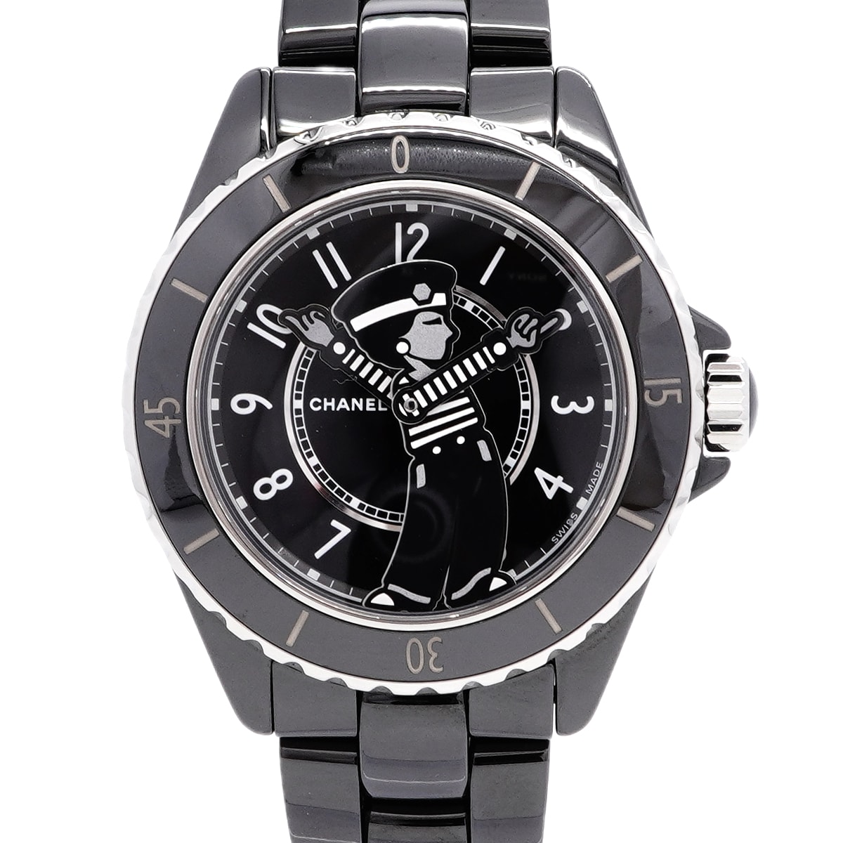 【6wib0117】シャネル J12 マドモアゼル ラパウザ H7609 黒文字盤【中古】腕時計 メンズ