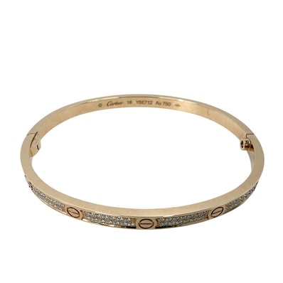 CARTIER カルティエ バングル ラブブレス パヴェ ジュエリー LOVE 18金 サイズ16 Au750 K18ピンクゴールド ダイヤモンド レディース 約17g 美品【中古品】