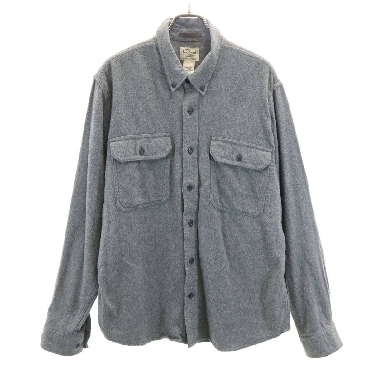 L.L.Bean エルエルビーン フランネル 長袖 ボタンダウンシャツ M-REG グレー アウトドア