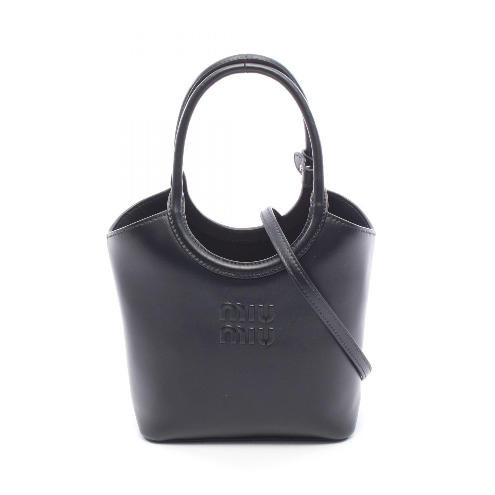 ミュウ ミュウ Miu Miu アイビー 2WAY ハンドバッグ バッグ レザー レディース ブラック系 5BA3302E6YF0002 【新品】