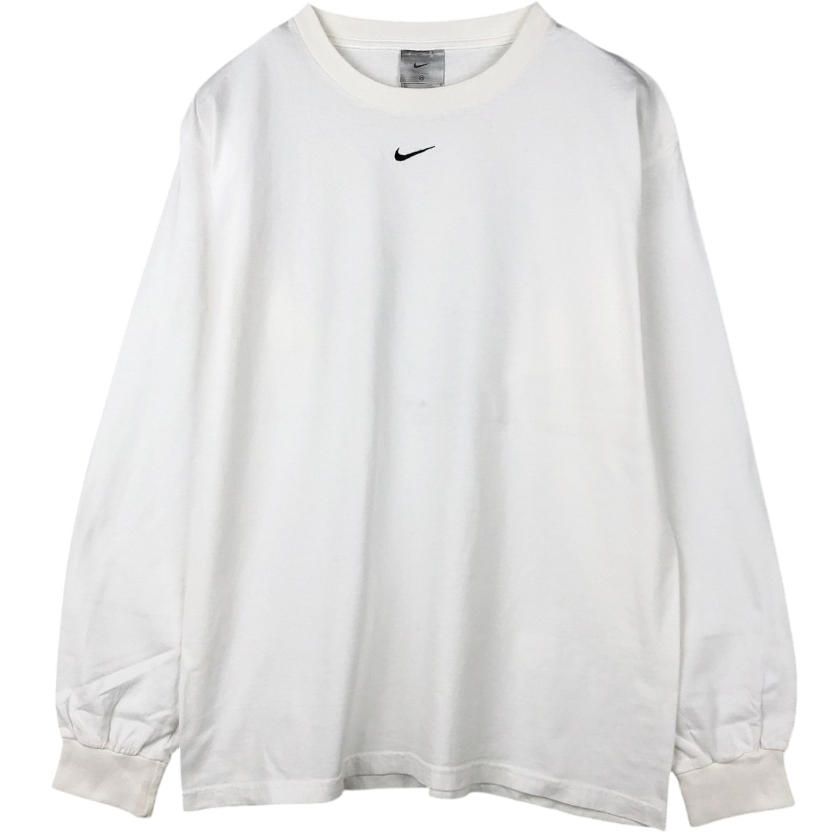 古着 ナイキ NIKE センターロゴ ロングTシャツ ロンT USA製 メンズM相当/eaa671446