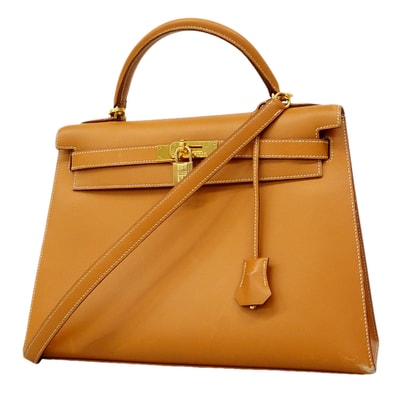 ★SALE【6gd3811】エルメス ハンドバッグ ケリー32 ボックスカーフ ナチュラルサブレ ゴールド金具 □C刻印【中古】レディース