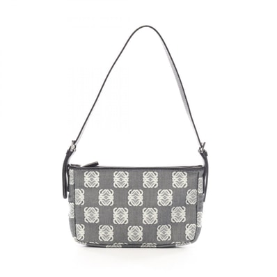 ロエベ LOEWE アナグラム ショルダーバッグ バッグ キャンバス レザー レディース グレー系 / ホワイト系 / ブラック系 【中古】