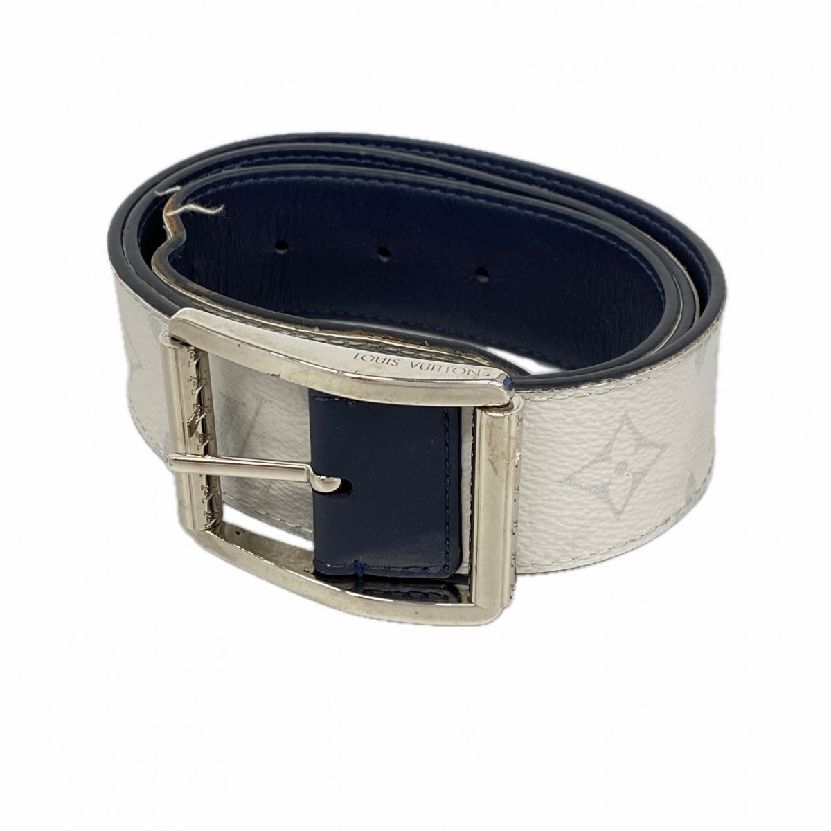 【6dc3689-k】ルイヴィトン ベルト モノグラム・ホワイト サンチュールリヴェルソ M0003 ホワイト【中古】メンズ