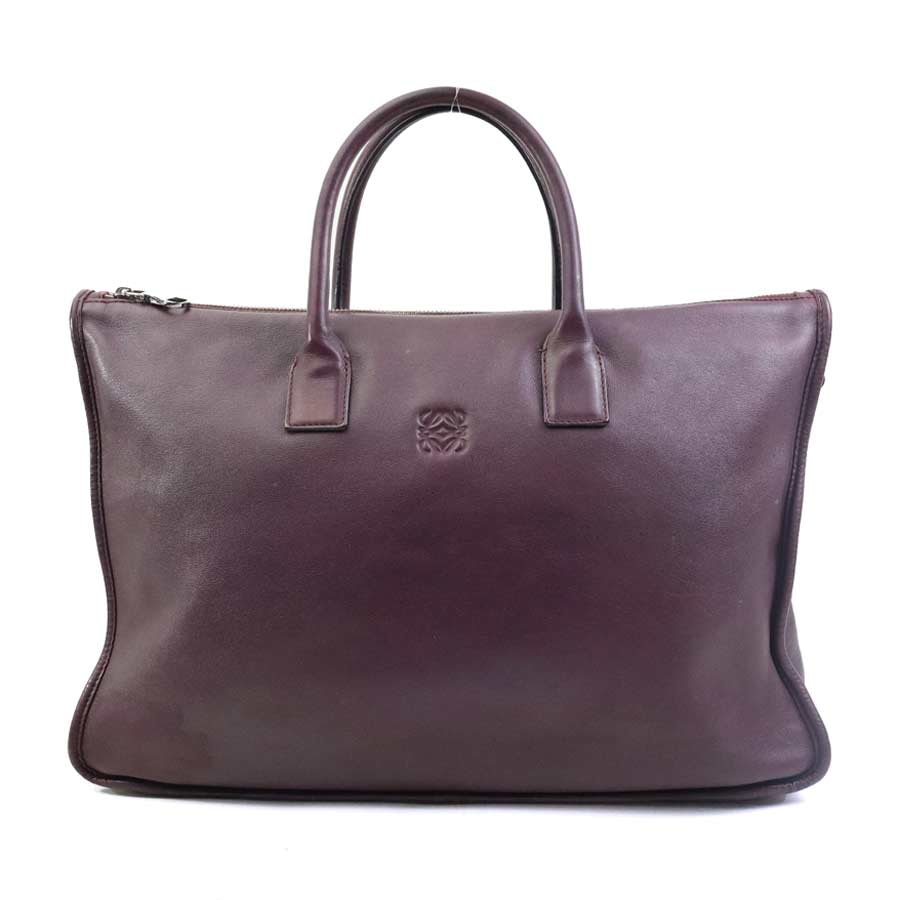 ロエベ LOEWE ハンドバッグ アナグラム レザー バーガンディ メンズ【中古】 e61313a