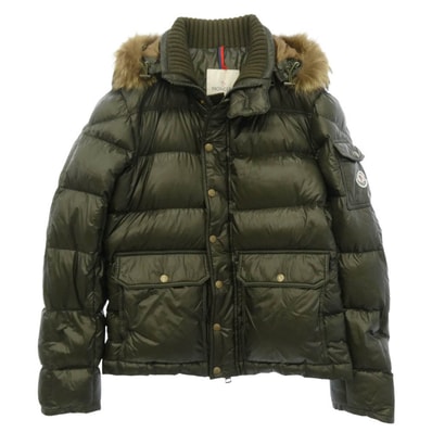 MONCLER モンクレール 320914193215 53029 HUBERT GIUBBOTTO DOWN JACKET ヒューベル コヨーテファー ロゴパッチ ダブルジップ ダウンジャケット カーキ系 1【中古】