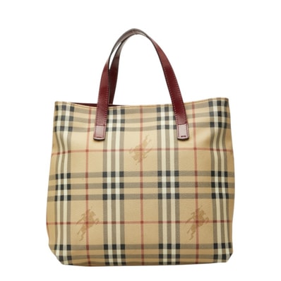 バーバリー ノバチェック シャドーホース ハンドバッグ ベージュ マルチカラー PVC レザー レディース BURBERRY 中古