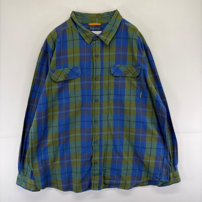 古着 コロンビア Columbia 長袖シャツ チェック ネルシャツ 大きいサイズ 胸ポケット 2XL ブルー系 メンズ