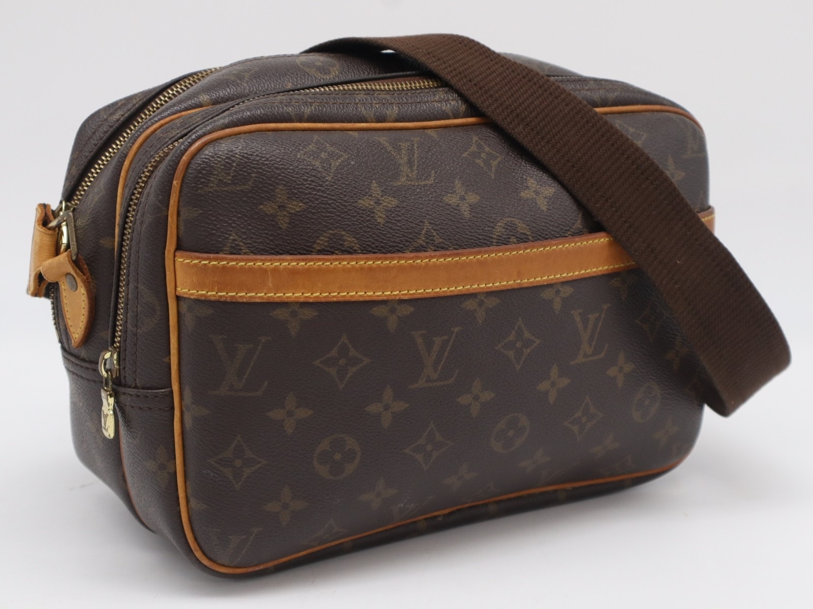 LOUIS VUITTON ルイ・ヴィトン モノグラム キャンバス リポーターPM M45254 ショルダーバッグ ブラウン コーティングキャンバス レザー レディース