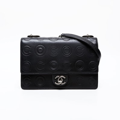 シャネル CHANEL 28番台 2019 ガンメタリック チェーン COCO 型押し ショルダーバッグ【中古】