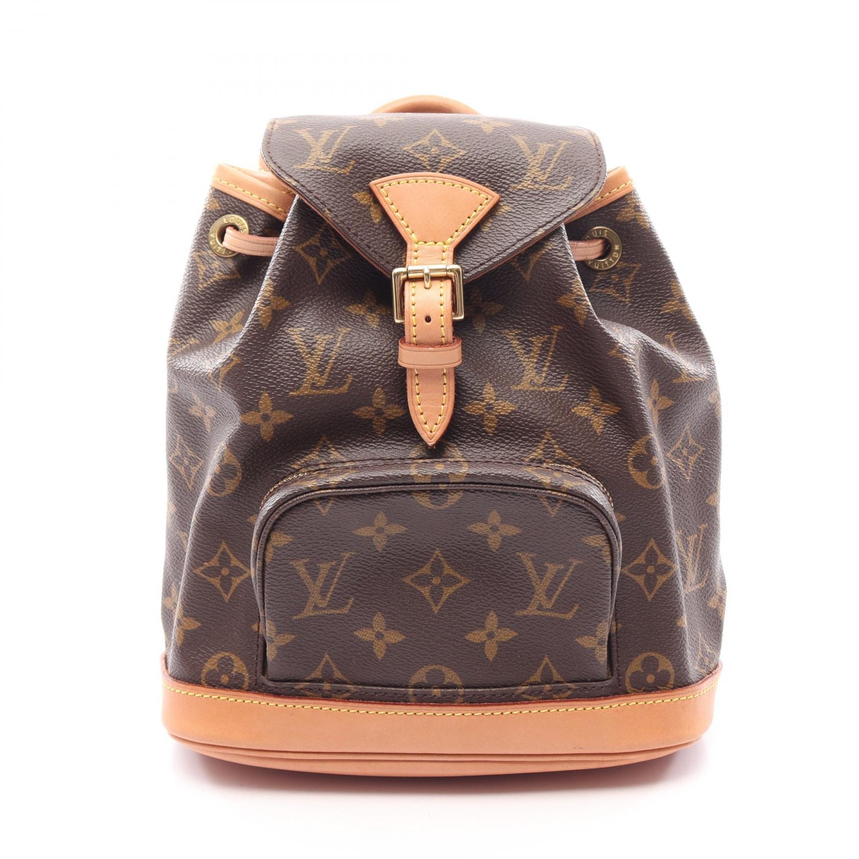 ルイ・ヴィトン LOUIS VUITTON ミニモンスリ モノグラム リュックサック バックパック バッグ PVCコーティングキャンバス レザー レディース ブラウン系 M51137 【中古】
