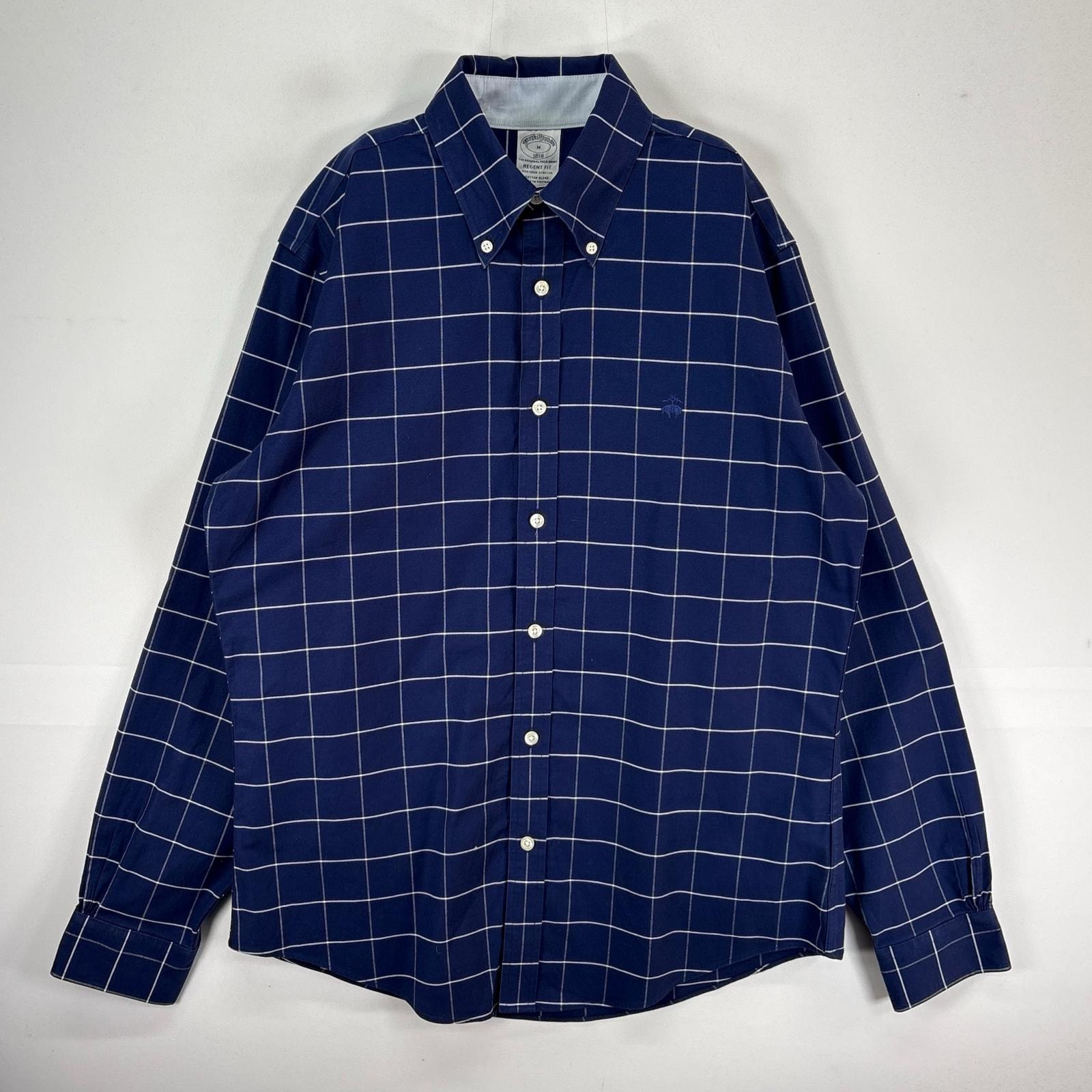 古着 ブルックスブラザーズ Brooks Brothers 長袖シャツ ワンポケット M  ネイビー系 チェック メンズ