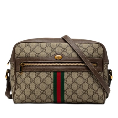グッチ オフィディア GGスプリーム シェリーライン 斜め掛け ショルダーバッグ 517080 ベージュ PVC レザー レディース GUCCI 【中古】