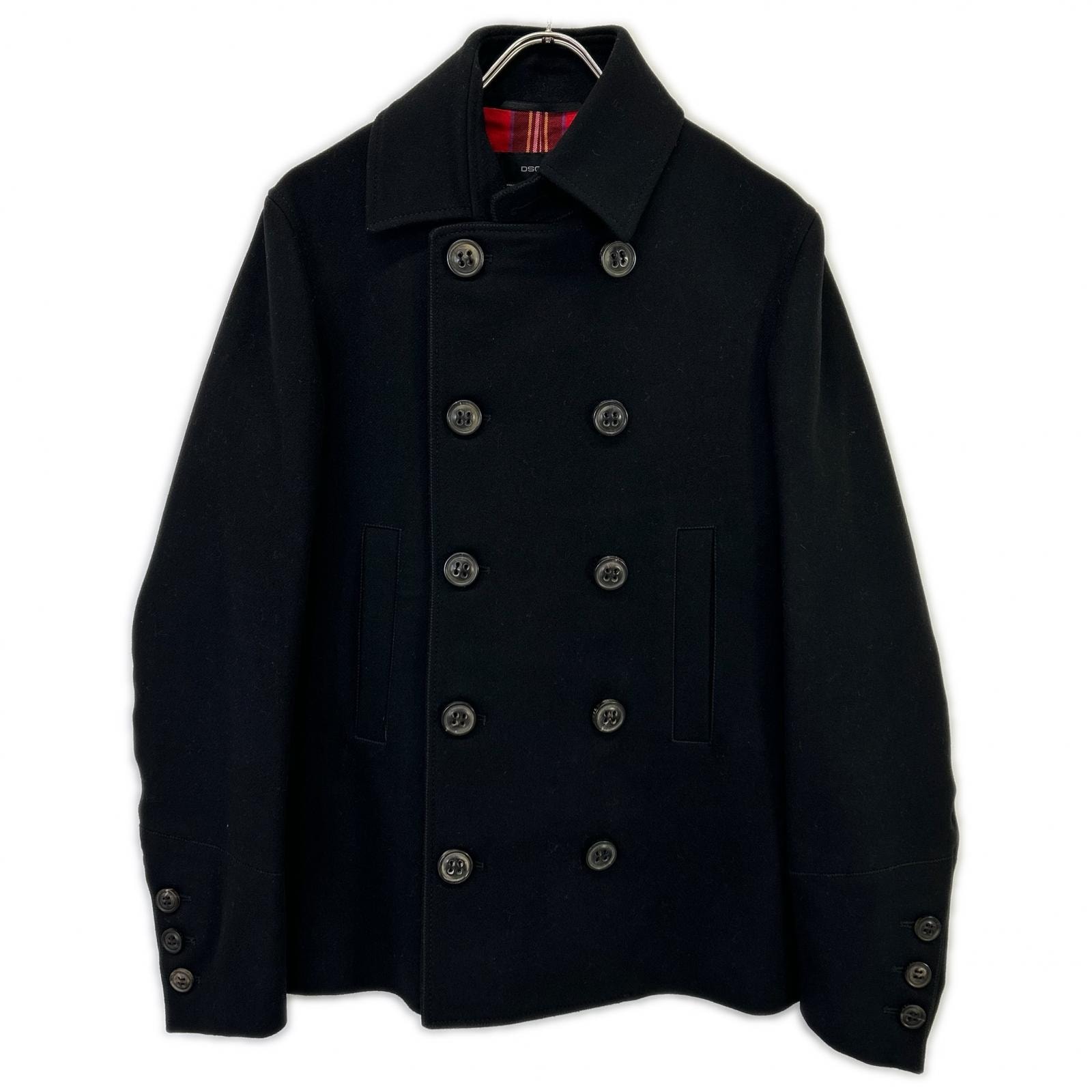 ディースクエアード 08AW 71AM176 ブラック ウール 10B ピーコート ここのえ 48